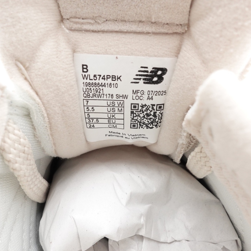 NEW Women's New Balance 574 Suede Sneakers WL574PBK White/Bone Croc - Picture 8 of 16